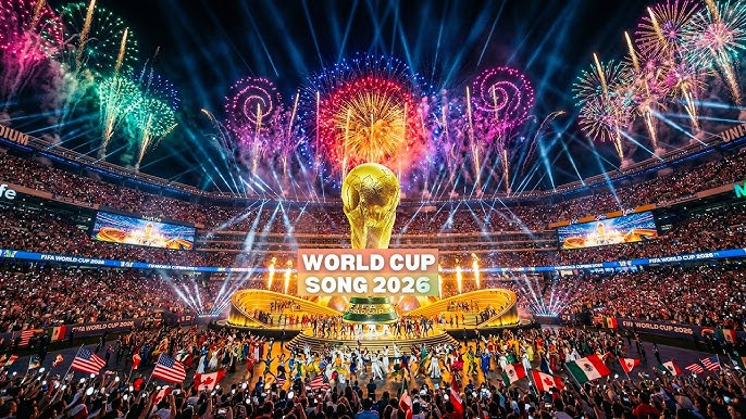 FIFA World Cup stadium crowd celebrating with music