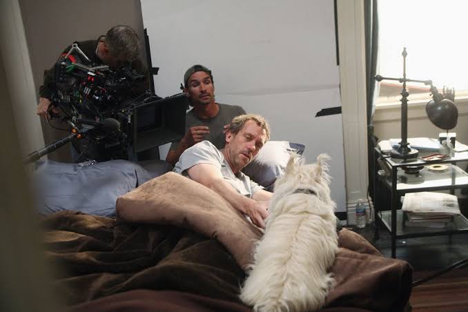 Hugh Laurie filming behind the scenes of House