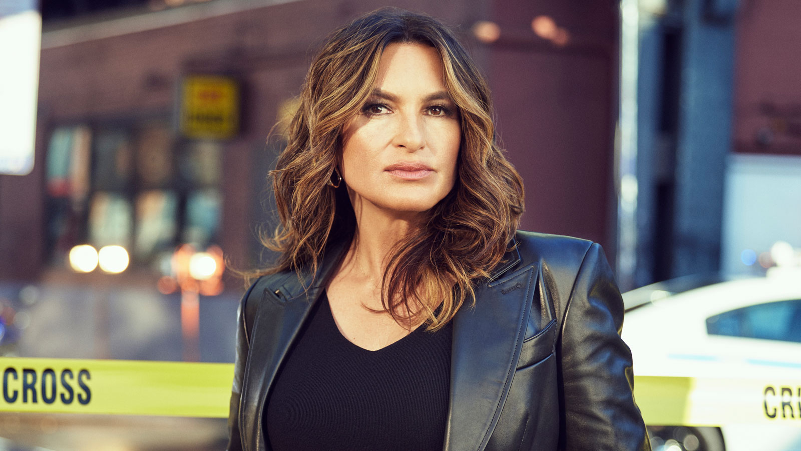 Mariska Hargitay on the set of Law and Order SVU