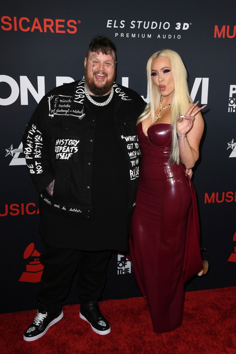 Jelly Roll and Bunnie Xo photographed together at a public event