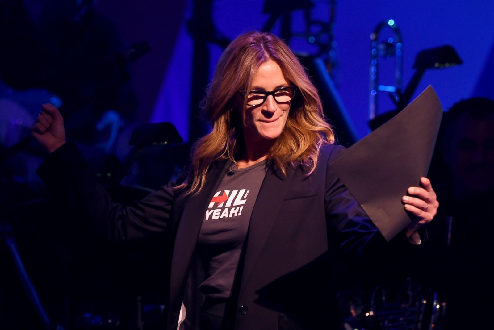 Julia Roberts speaking at a political event