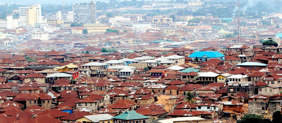 Aerial view of Ibadan city in Nigeria