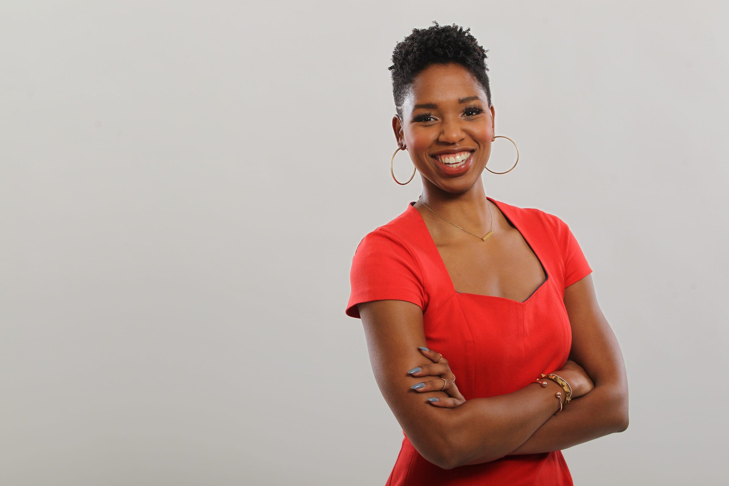 NBA radio analyst Monica McNutt in broadcasting studio