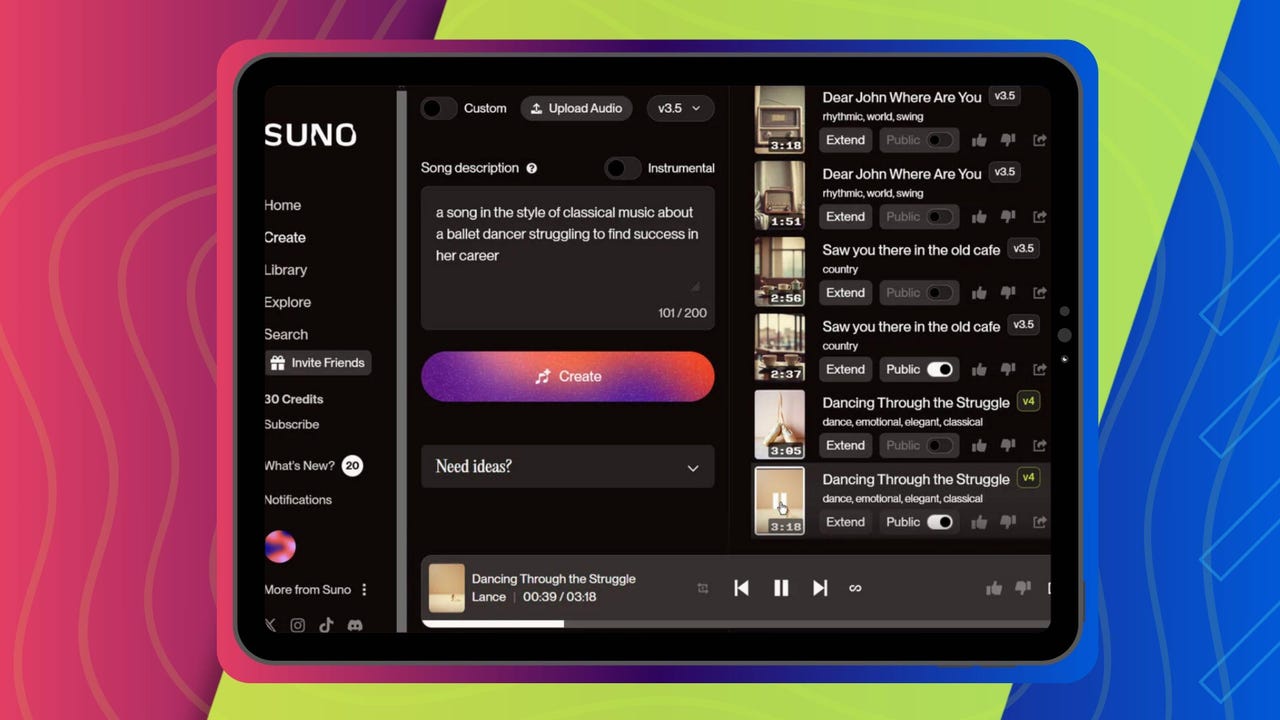 Suno artificial intelligence music generation platform