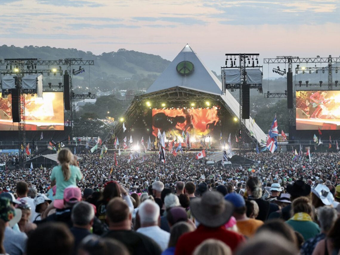 Glastonbury Festival main stage with massive crowd