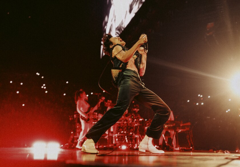 Harry Styles performing on Love On Tour
