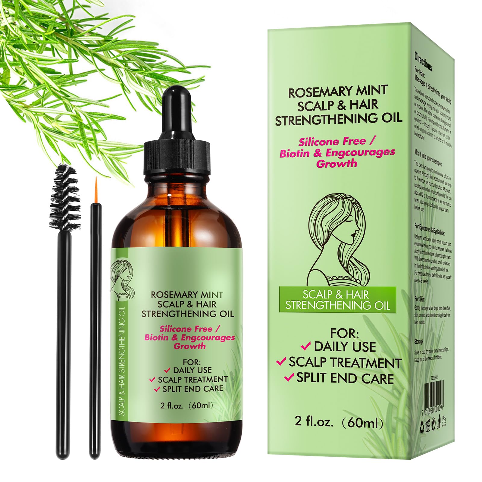 Hair growth serum with rosemary oil and biotin ingredients