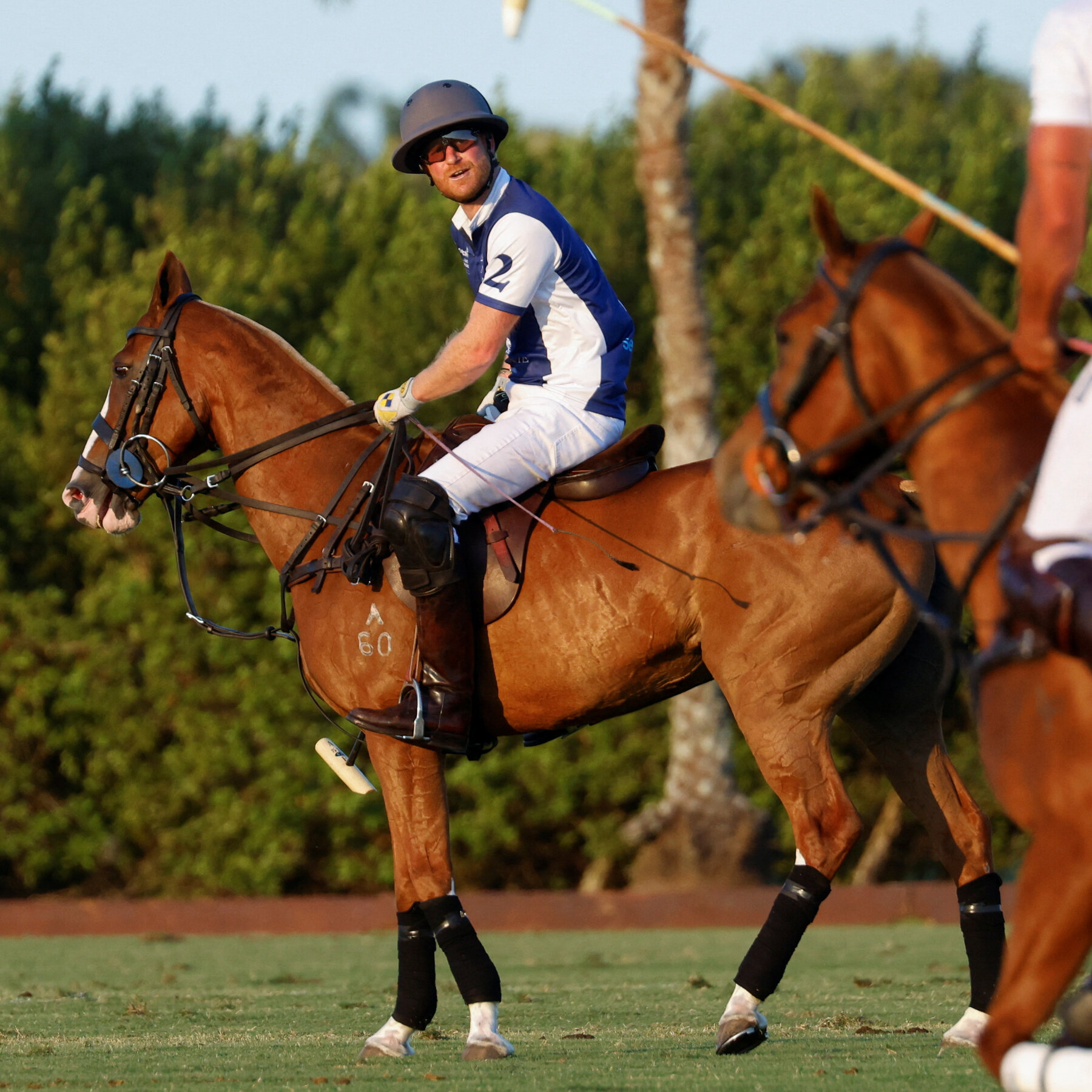 Prince Harry playing polo on horseback