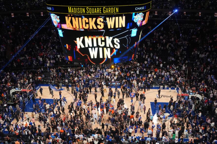 New York City celebrating Knicks NBA championship in the streets