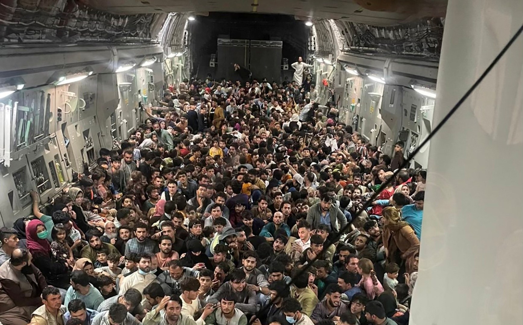 Kabul airport evacuation scenes during Taliban takeover 2021