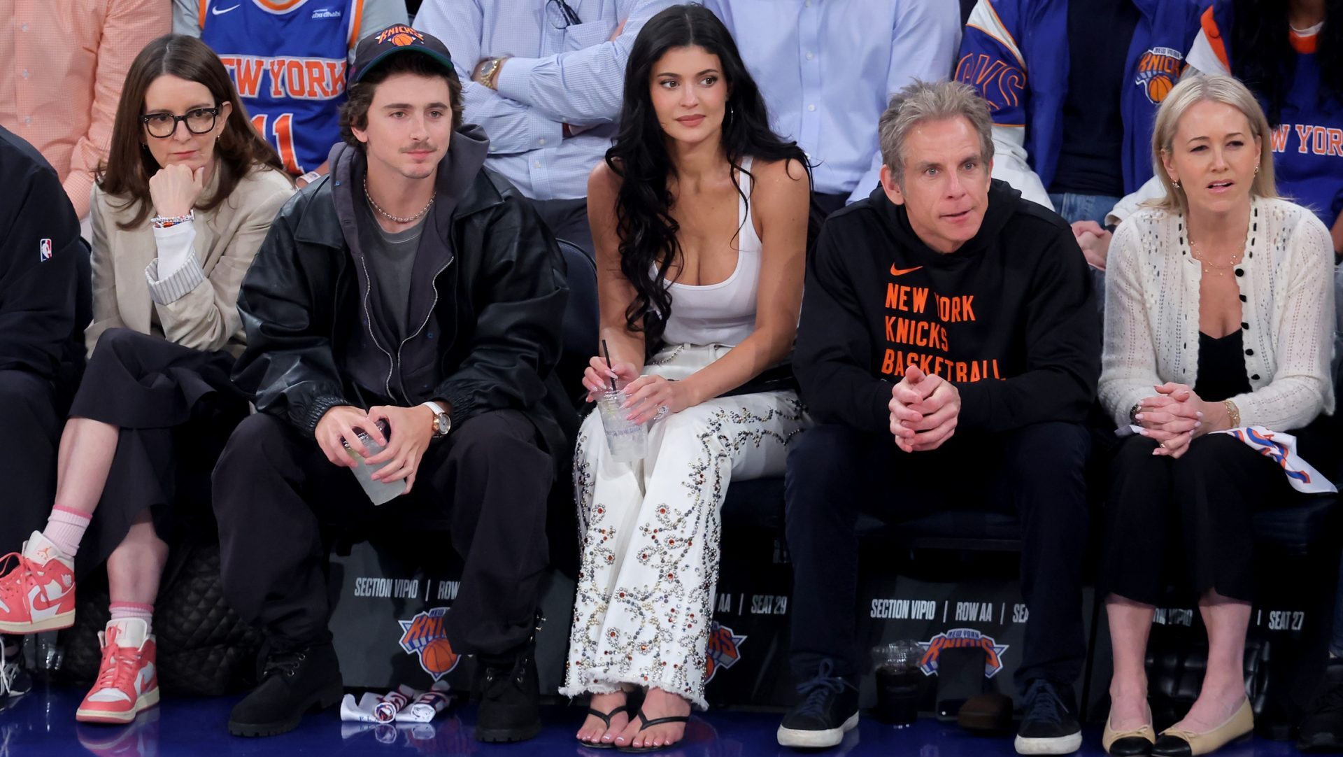 Celebrity VIP section at Madison Square Garden during NBA game