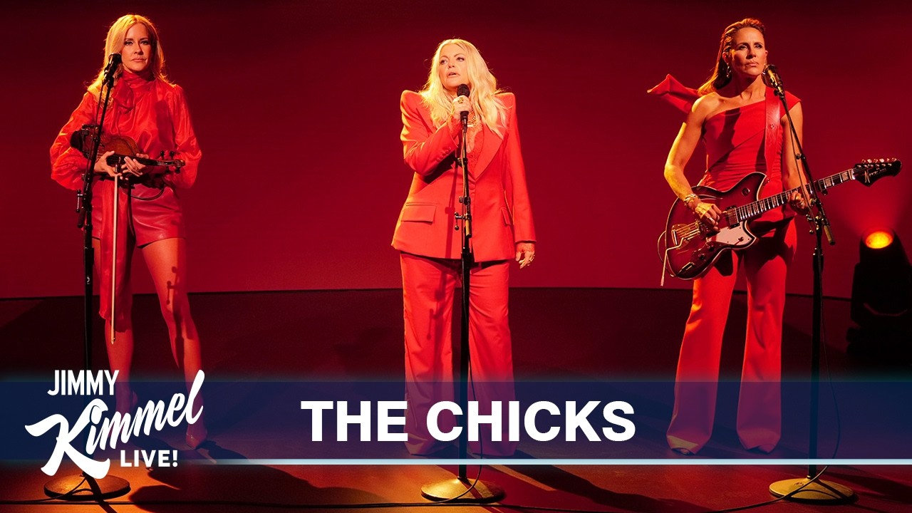 The Chicks performing on Jimmy Kimmel Live! stage
