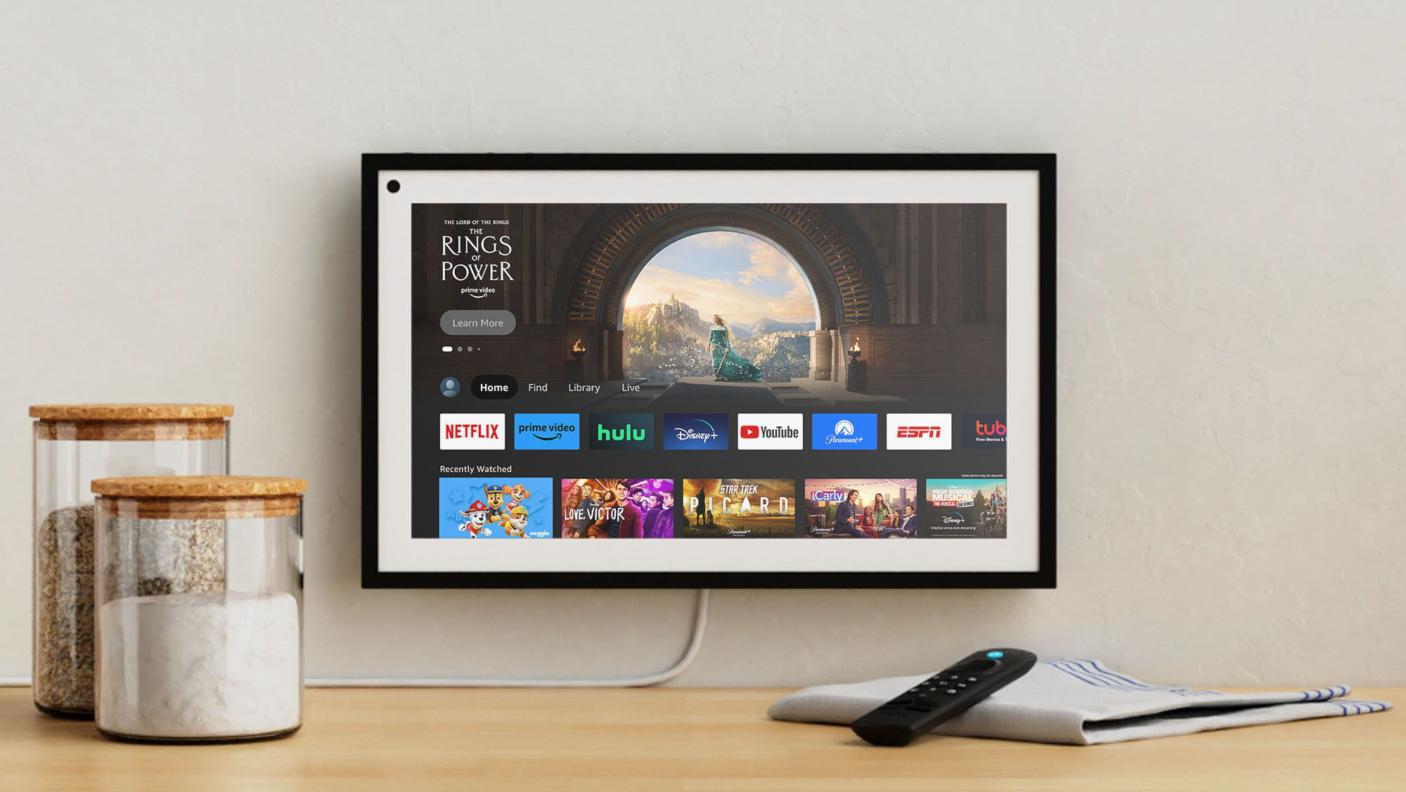 Amazon Echo Show 15 playing streaming content on its display