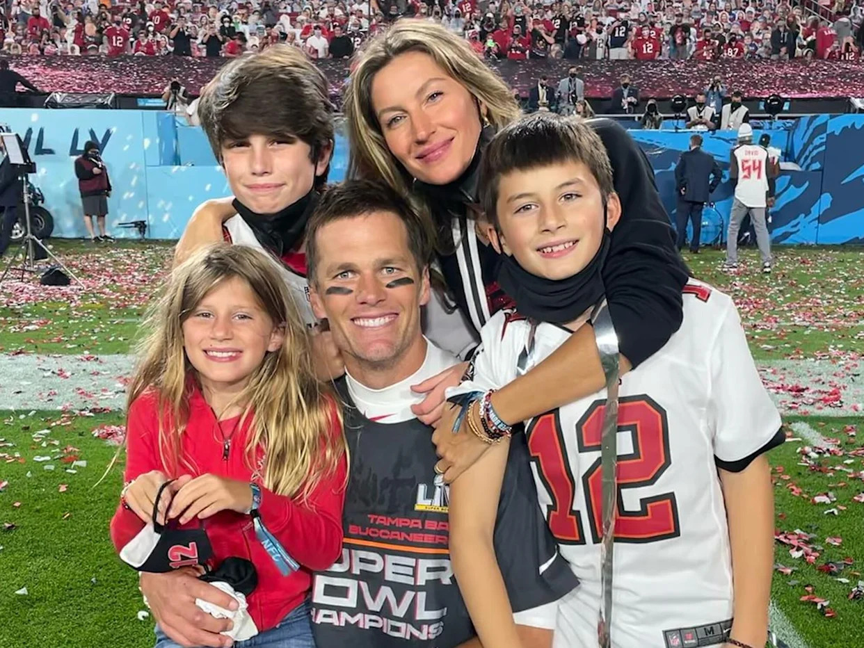 Tom Brady with Gisele Bundchen and their blended family