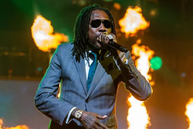 Vybz Kartel performing on stage