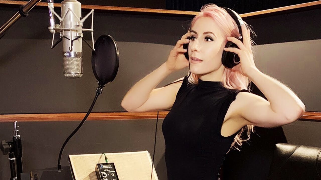 Artists recording romantic music in studio