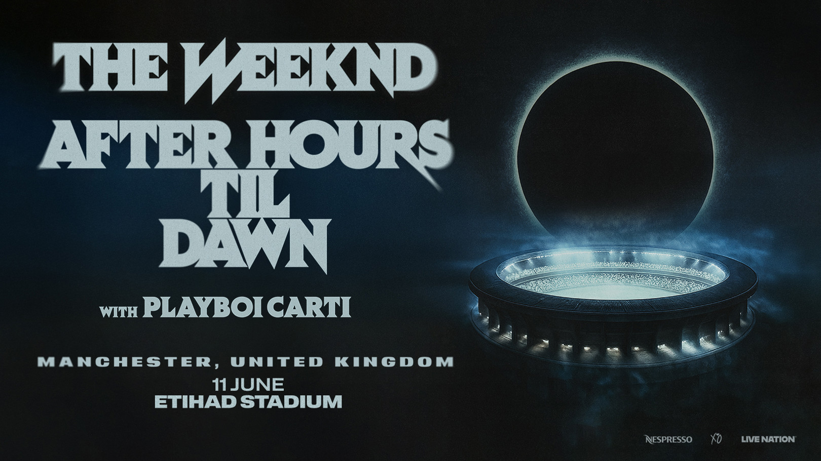 The Weeknd performing at Manchester venue during After Hours Til Dawn Tour