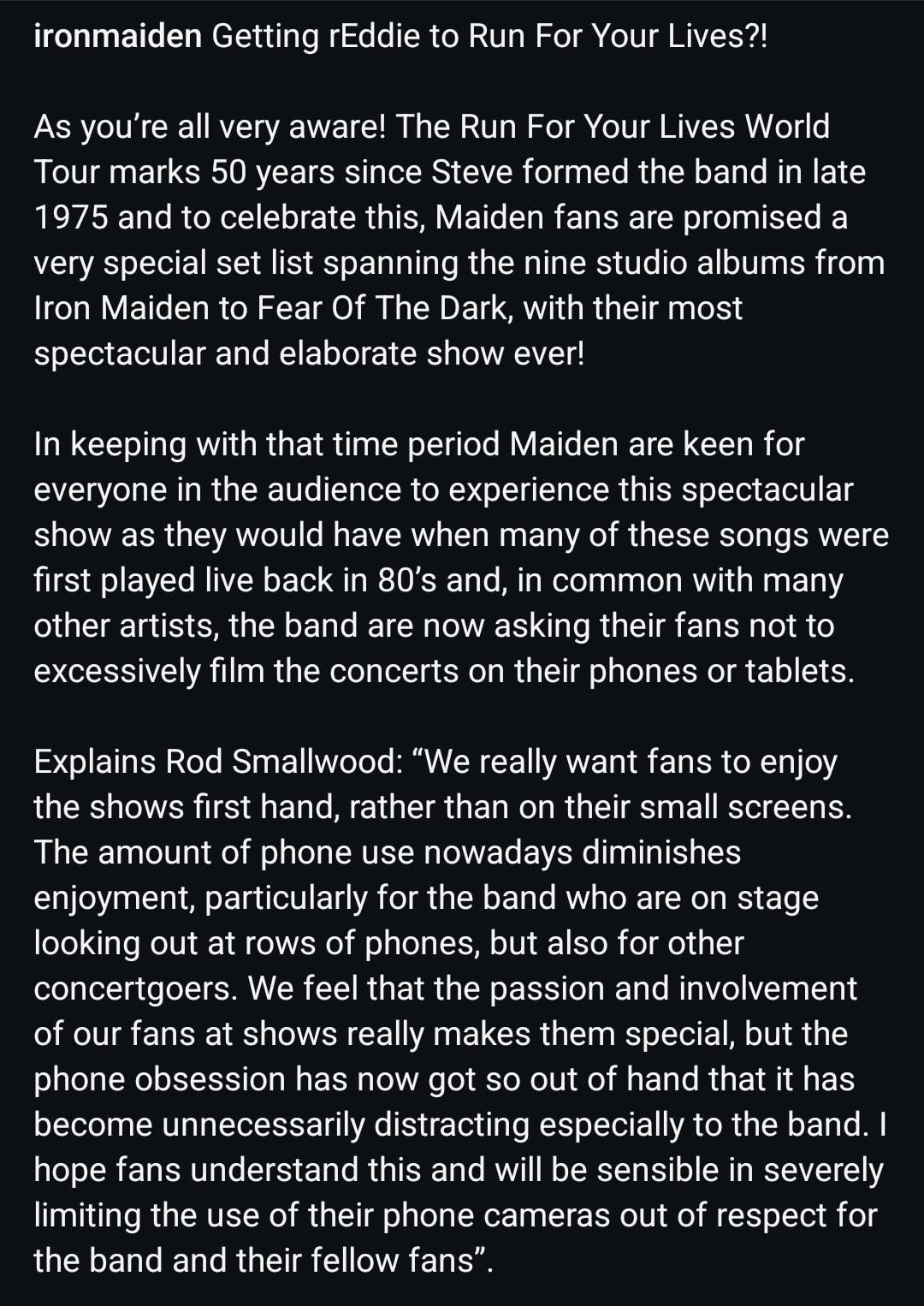 Iron Maiden Are Going Phone-Free - Why Iron Maiden Still Commands This Kind of Respect