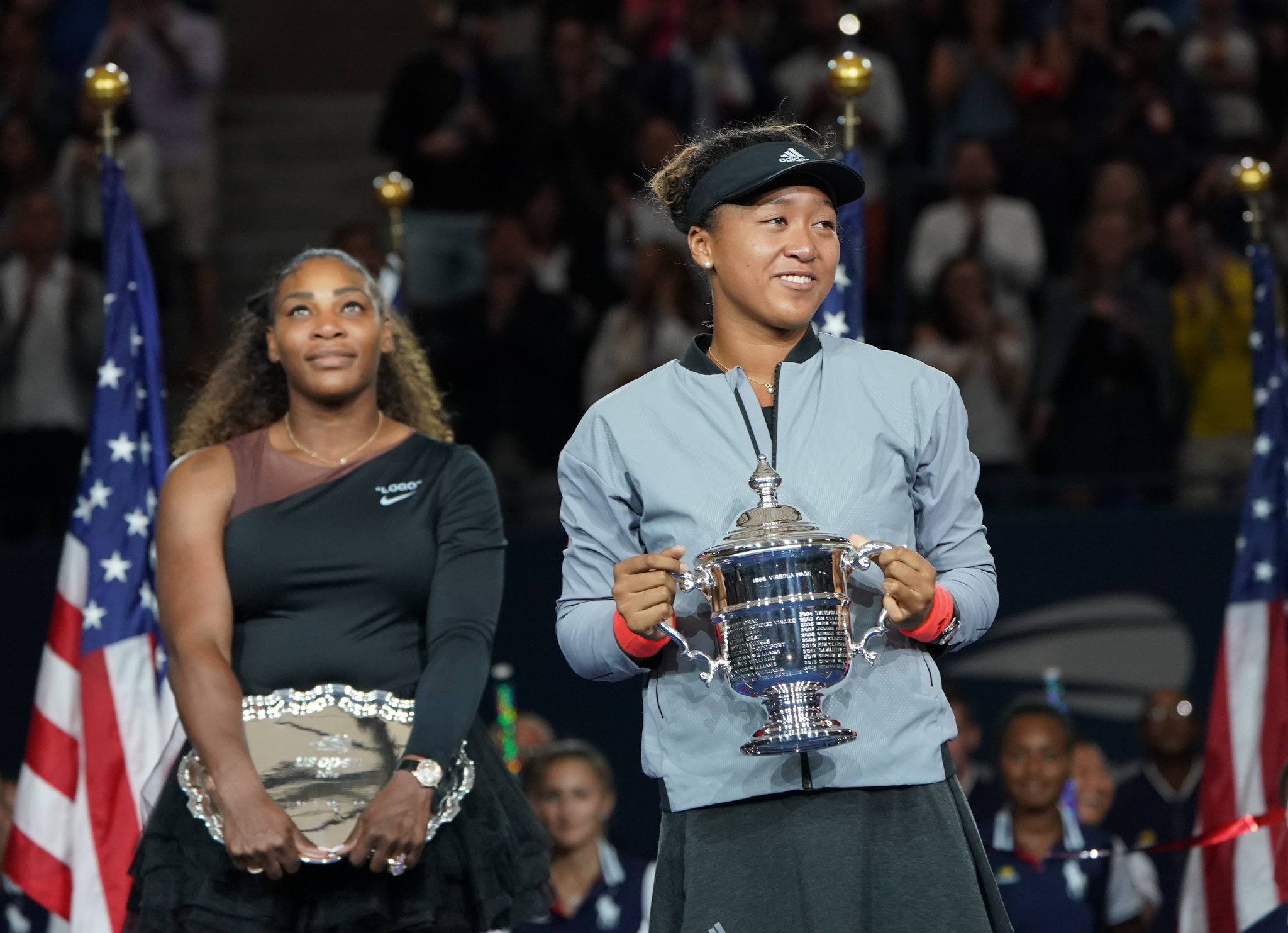 Naomi Osaka celebrating her breakthrough 2018 US Open championship victory
