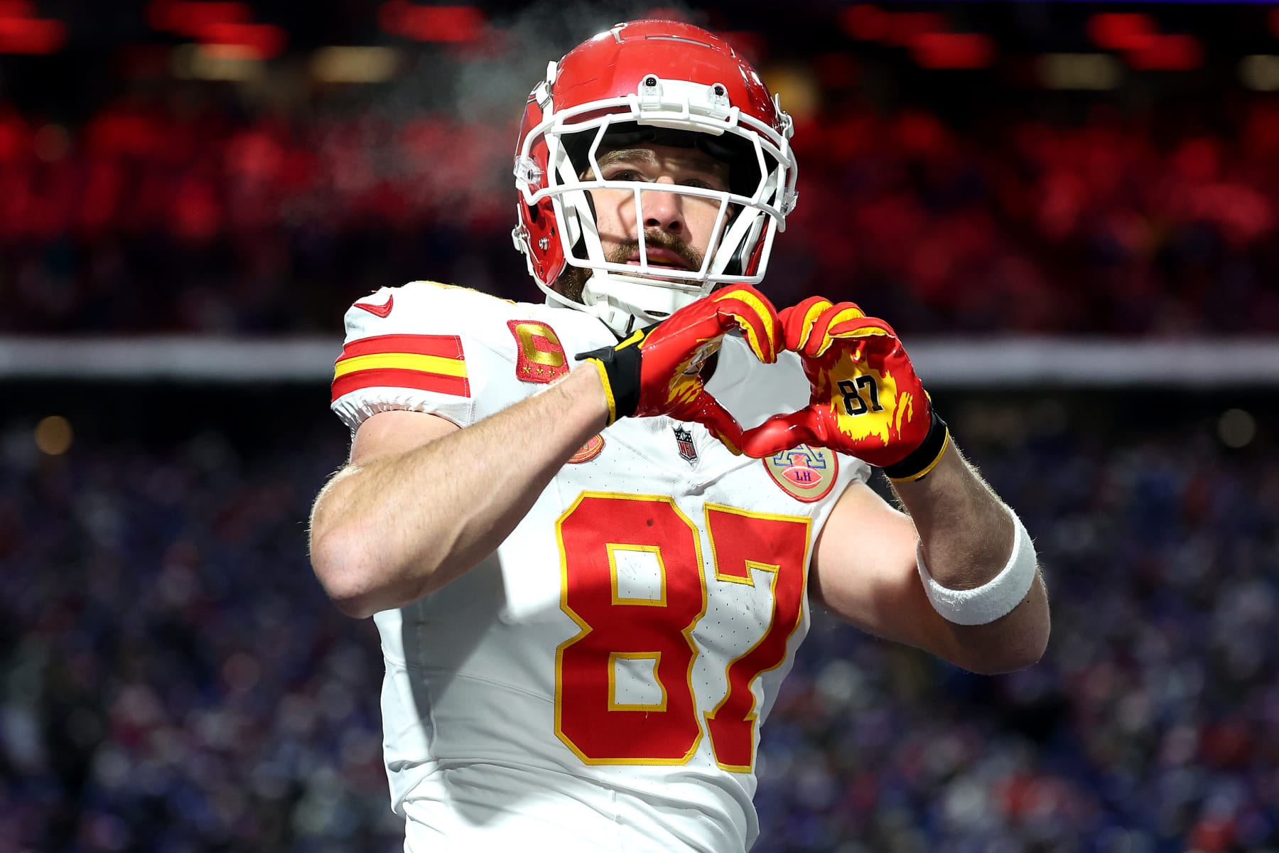 Travis Kelce celebrating a touchdown with the Kansas City Chiefs
