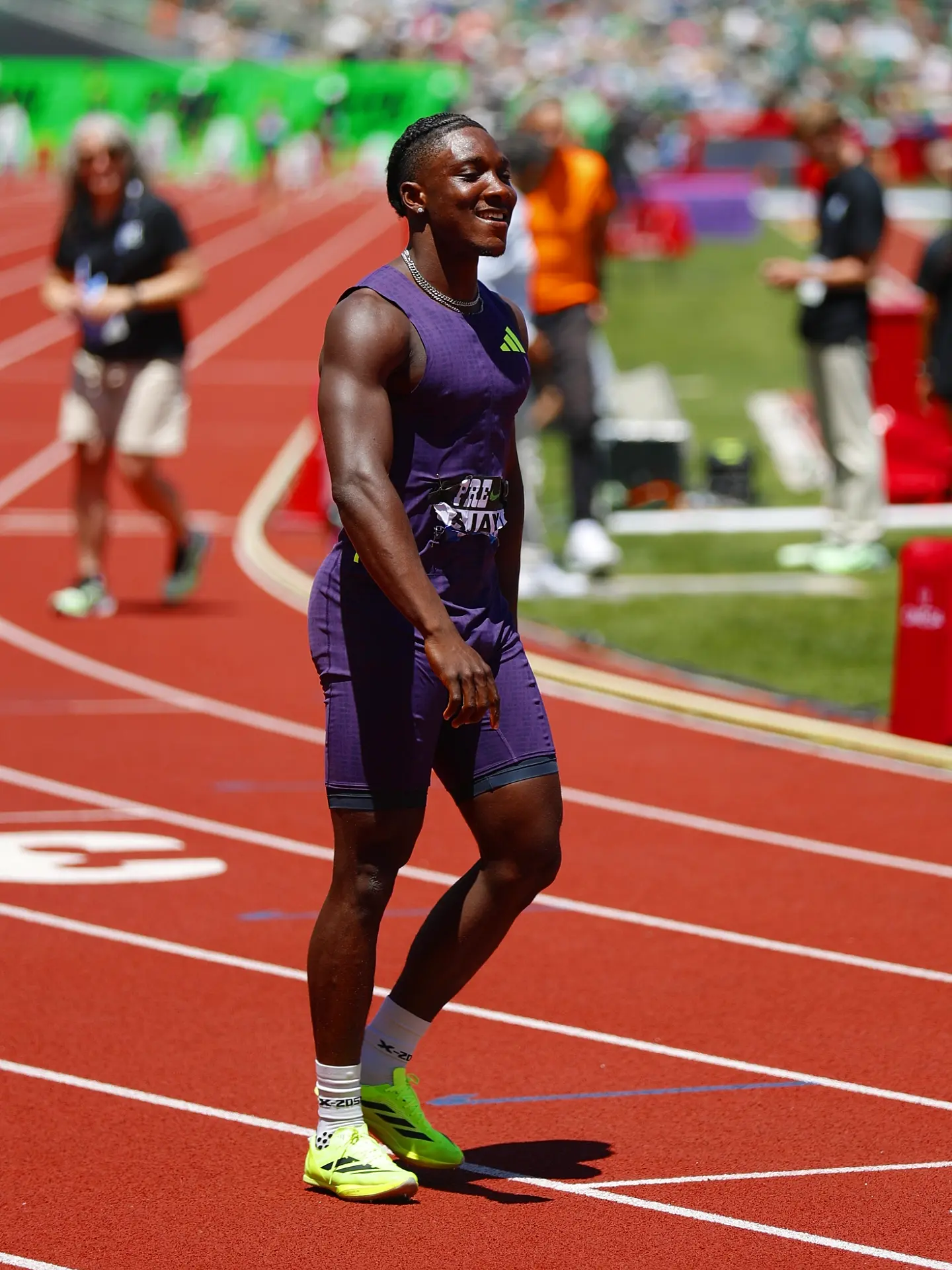 Nigerian sprinter Kanyinsola Ajayi competing at the 2026 Prefontaine Classic
