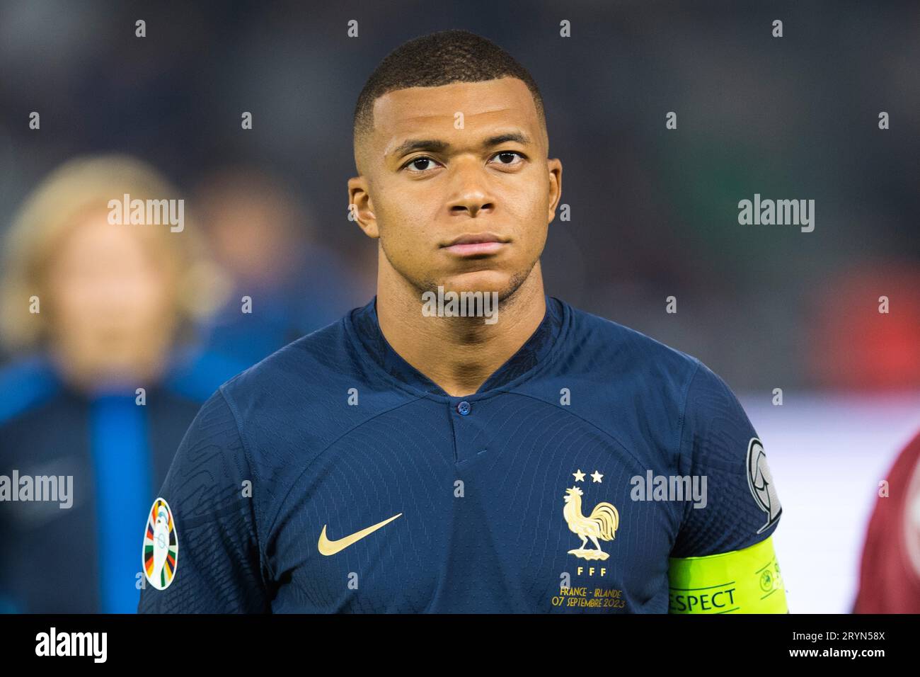 Kylian Mbappe wearing France captain armband