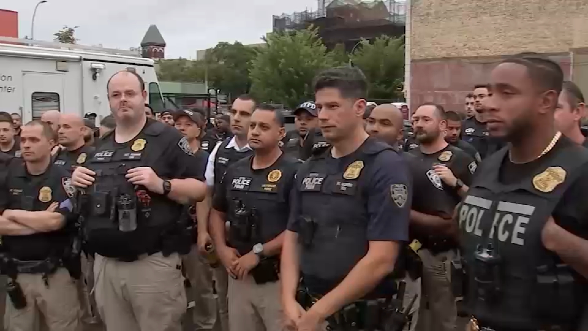 NYPD officers stationed at a large New York City public event
