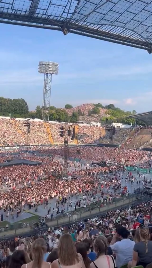 Taylor Swift fans gathered outside a venue during the Eras Tour